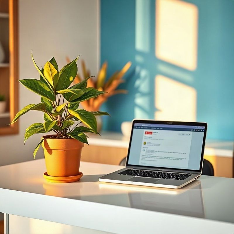 Clean office reception desk with a laptop open to an email compose window